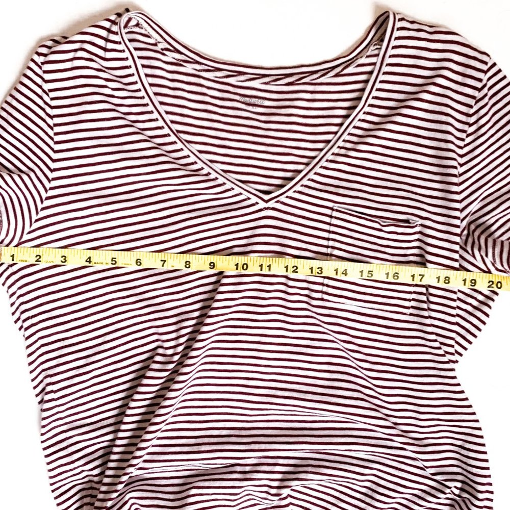 madewell cotton v-neck pocket tee in simone stripe - Picture 4 of 4